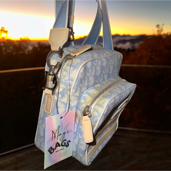 Dior: Blue CD Logo Trotter Crossbody Bag - Picture 12 of 17